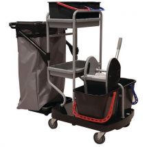 Úklidový vozík Manutan Expert s pákovým ždímačem, 2 x 15 l + 2 x 6 l,