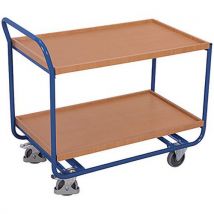 Variofit Policový vozík s madlem, do 200 kg, 2 police, 97 x 109 x 60 cm, modrý Manutan