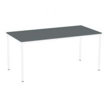 Jídelní stůl Versys s bílým podnožím RAL 9003, 160 x 80 x 74,3 cm, tmavě šedý, Manutan