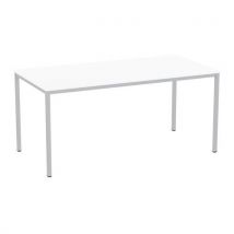 Jídelní stůl Versys se stříbrným podnožím RAL 9006, 160 x 80 x 74,3 cm, bílý, Manutan