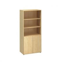 Alfa Office Vysoká široká skříň Alfa 500, 178 x 80 x 47 cm, s nikou a dvířky, dezén divoká hruška, Manutan