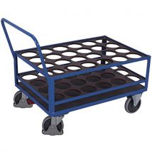 Variofit Vozík na ocelové válce s protiskluzovým povrchem, 126,5 x 77,5 x 100 cm, modrý Manutan