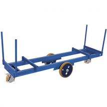 Variofit Vozík na dlouhý materiál, polyuretanová kola, modrý Manutan