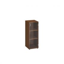 Alfa Office Střední úzká skříň Alfa 500, 106,3 x 40 x 45,8 cm, se skleněnými dvířky - pravé provedení, dezén ořech Manutan
