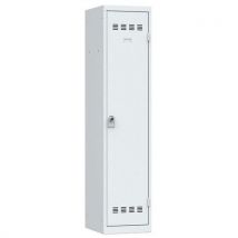 Svařovaná šatní skříň Vinco s mezistěnou, 1 oddíl, 400 mm, otočný uzávěr, šedá/šedá Manutan