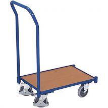 Variofit Plošinový vozík s madlem, do 250 kg, 10mm hrana, 74 x 41,5 x 97 cm, modrý Manutan