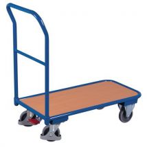 Variofit Plošinový vozík s madlem, do 200 kg, 95 x 45 x 94,5 cm, modrý Manutan