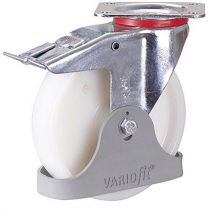 Variofit Polyamidové pojezdové kolo s přírubou, 200 x 50 mm, kuličkové ložisko, otočné s brzdou Manutan