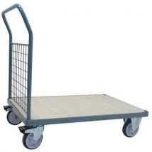 Plošinový vozík s madlem s mřížovou výplní Manutan Expert, do 500 kg, TPR kola, 93,3 x 51,3 cm,