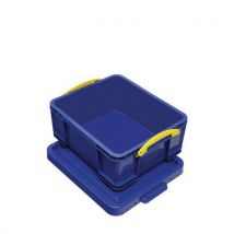 Plastový úložný box s víkem na klip, modrý, 18 l Manutan