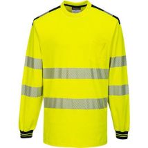 Portwest - Reflexní tričko PW3 Hi-Vis s dlouhým rukávem - Žlutá/Černá, Vel. S - EN 20471