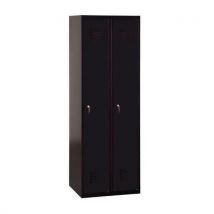 Malow Svařovaná šatní skříň Patrick, 2 oddíly, cylindrický zámek, černá/černá Manutan