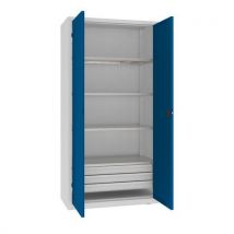 Malow Kovová dílenská skříň, 199 x 100 x 50 cm, 3 zásuvky, šedá/tm. modrá Manutan