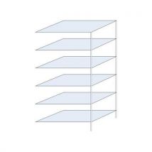 Schulte Kovový regál Taranis, přístavbový, 250 x 130 x 80 cm, 980 kg, 6 polic, stříbrný Manutan