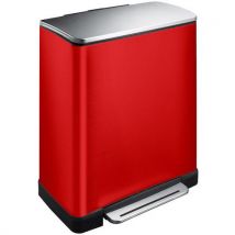 Odpadkový koš s nožním pedálem na tříděný odpad E–cube 28 + 18 l EKO červený, Manutan