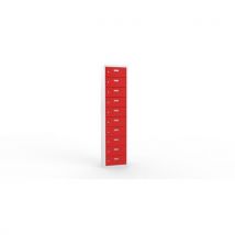 Malow Svařovaná skříň na osobní věci Ron II, 10 boxů, cylindrický zámek, šedá/červená Manutan