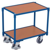 Variofit Policový vozík Euro systém dolly, 2 police, 10mm hrana, 67,5 x 41,5 x 63,5 cm, modrý Manutan