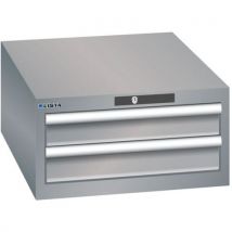Dílenská zásuvková skříň LISTA, 2 zásuvky = 2x 100mm, 564x725x283mm, šedá/stříbrná,