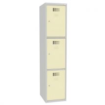 Malow Svařovaná šatní skříň Joe, 3 boxy, cylindrický zámek, šedá/béžová Manutan