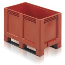 Paletový kontejner 260 l, plastový, červený/hnědý, ližiny, pro potravinářství, max. zatížení 225 kg