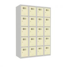 Malow Svařovaná šatní skříň Josh, 20 boxů, cylindrický zámek, šedá/béžová Manutan