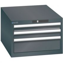 Dílenská zásuvková skříň LISTA, 3 zásuvky = 2x 75 + 1x 150mm , 564x725x383mm, černá,