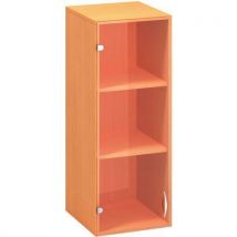Alfa Office Přístavbová střední úzká skříň Alfa 500, 104,5 x 40 x 45,8 cm, se skleněnými dvířky - levé provedení, dezén buk Bavaria Manutan