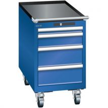 Mobilní dílenská zásuvková skříň Lista, 4 zásuvky, 411x725x723 mm, fluorescentně modrá Manutan