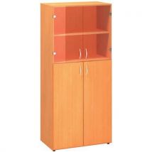 Alfa Office Vysoká široká skříň Alfa 500, 178 x 80 x 47 cm, s kombinovanými dvířky, dezén buk Bavaria Manutan