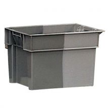 Stohovatelný přepravní box Schoeller Allibert, objem 70 l, plné stěny, šedý/světle šedý Manutan