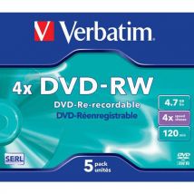 Verbatim DVD-RW 4,7 GB 4x, AZO, jewel box, 5 ks, Manutan