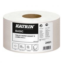 Toaletní papír Katrin Basic Gigant S 1vrstvý, 18 cm, 160 m, 68% bílá, 12 rolí, Manutan