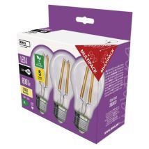 Emos LED žárovka Filament A60, patice E27, 3,8 W, teplá bílá, 3 ks Manutan