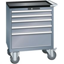Mobilní dílenská zásuvková skříň LISTA, 5 zásuvek = 2x75 + 2x100 + 1x250mm, 717x572x962mm, tmavě šedá,
