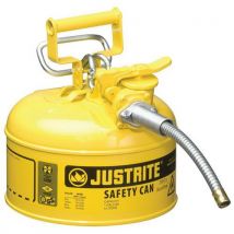 Bezpečnostní nádoba na hořlaviny Justrite AccuFlow s hadicí, typ II, žlutá, 4 l, Manutan