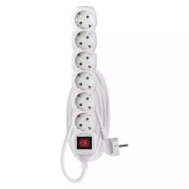 Prodlužovací kabel Emos s vypínačem, SCHUKO, bílý, PVC, 6 zásuvek, 3 m Manutan