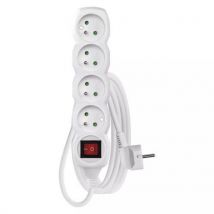 Prodlužovací kabel Emos s vypínačem, bílý, PVC, 4 zásuvky, 7 m Manutan