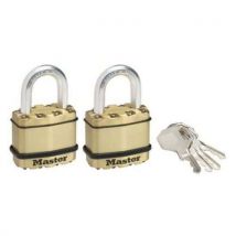 Set mosazných visacích zámků Master Lock Excell 45mm, 2ks, Manutan