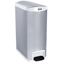 Rubbermaid Odpadkový koš Slim Jim Step On End Step 90 l z matné nerezové oceli, bílý, Manutan