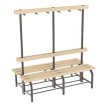 Lavice Mary s věšákovou stěnou, oboustranná, 150 cm, hnědá Manutan