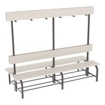 Lavice Eda s věšákovou stěnou, oboustranná, 200 cm, hnědá Manutan
