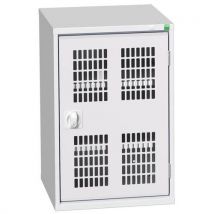 Dílenská skříň policová Bott Verso, drátěné dveře, 80 x 52,5 x 55 cm, 2 police, šedá-šedá Manutan