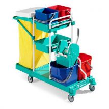 Úklidový vozík s pákovým ždímačem TTS, objem 2 x 15 l a 2 x 12 l, Manutan