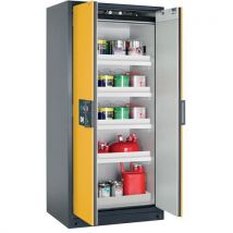 Skříň na hořlaviny Asecos, 1953 x 893 x 615 mm, PP, 4 záchytné police, vana, 22 l, antracit/žlutá,