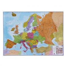 Politická mapa Evropy, 170 x 124 cm, oboustranně laminovaná, uchycení na očka, Manutan