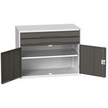 Dílenská zásuvková skříň Bott Verso, 80 x 105 x 55 cm, 2 zásuvky, 1 skříňka, šedá-antracit Manutan