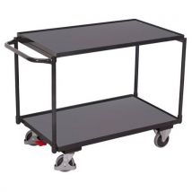 Variofit Policový vozík s madlem, do 250 kg, 2 police, 85 x 137,5 x 82,5 cm, modrý Manutan