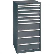 Dílenská zásuvková skříň LISTA, 717x725x1450mm, 10 zásuvek, nosnost 75kg, černá,