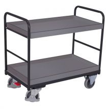 Variofit Policový vozík, do 250 kg, 2 police s vyvýšenými hranami, 99 x 91 x 50 cm, šedý, Manutan