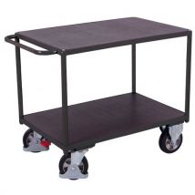 Variofit Policový vozík s madlem, do 1 000 kg, 2 police, 92,5 x 179 x 80 cm, šedý Manutan